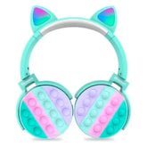 Audífonos Bluetooth Inalambrico Orejas Gato Pop It Niñas Turquesa - Lhua Store