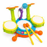 Juguete Batería Musical Micrófono Luces Y Sonido Bebes Niños Azul - Lhua Store
