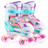 Patines 4 Ruedas Led Ajustable Niñas Arcoiris Turquesa - Lhua Store