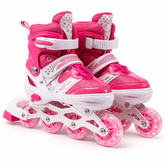 Patines En Linea Ajustables Roller Rosado Rueda Led Niñas - Lhua Store