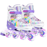 Patines En Linea Niñas Roller Ajustable Arcoiris Violeta Ruedas Led - Lhua Store