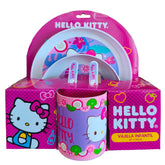 Set 5 Vajilla Infantil Hello Kitty Plato Bowl Taza Cubiertos - Lhua Store