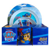Set 5 Vajilla Niños Paw Patrol Chase Plato Bowl Taza Cubiertos - Lhua Store