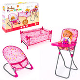 Set Juego Para Muñecas 3 En 1 Silla Cuna Y Mesedora Niñas - Lhua Store