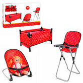 Set Juego Para Muñecas 3 En 1 Silla Mesedora Y Cuna Niñas - Lhua Store