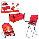 Set Juego Para Muñecas 3 En 1 Silla Mesedora Y Cuna Niñas - Lhua Store