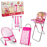 Set Juego Para Muñecas 4 En 1 Silla Coche Columpio Y Mecedora - Lhua Store
