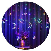 Guirnalda Cascada Luna Estrella Multicolor 138 Led 3mts - LhuaStore