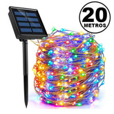 Luces Hada Alambre Guirnalda Solar 200 Led Multicolor 20 Metros - LhuaStore
