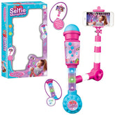Micrófono Karaoke Infantil Con Selfie Stick Rosa - Lhua Store