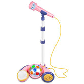 Microfono Pedestal Karaoke Niñas Rosado Con Luces De Fiesta Juguete - LhuaStore