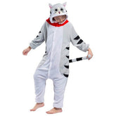 Pijama Gato Gris Enterizo Kigurumi 3-12 Años Plush - LhuaStore