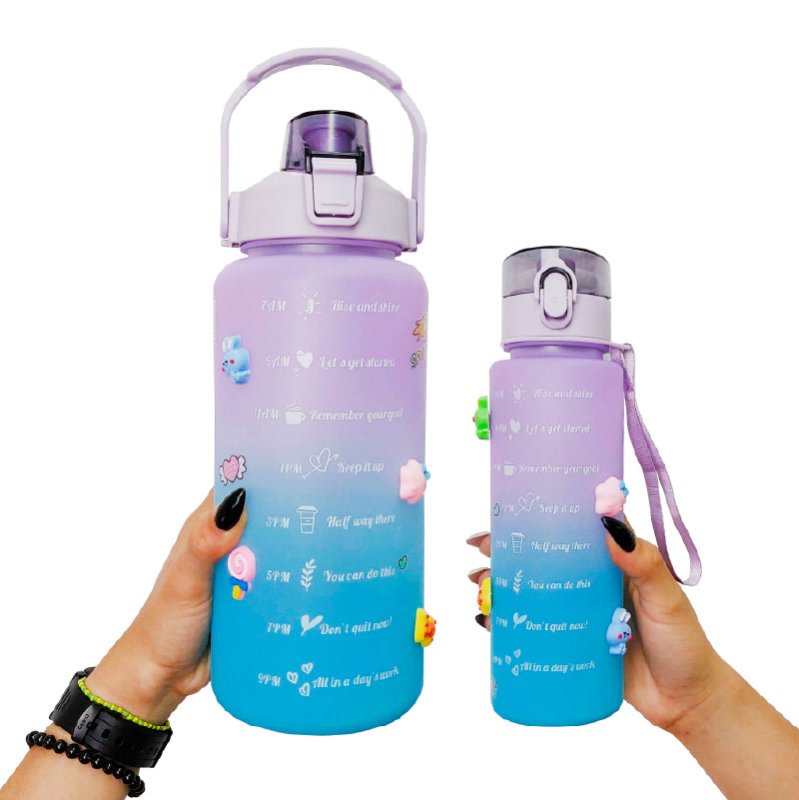 Botella de agua 2 Litros motivacional con fácil agarre - Se ve cool
