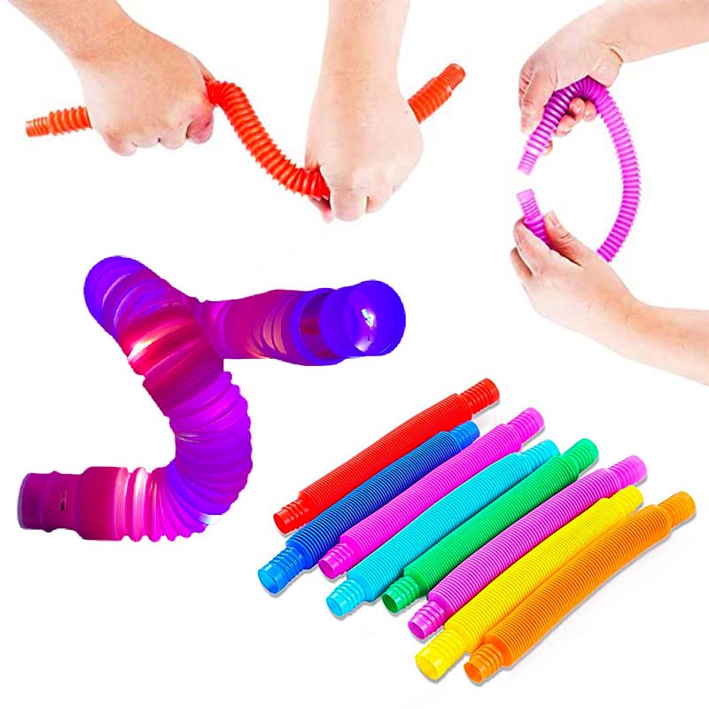 Los tubos de Pop Fidget Multi-Color estirar sensorial del tubo de