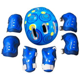 Set Protección Niños Casco Rodilla Codo Mano Azul Circulo - LhuaStore