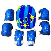 Set Protección Niños Casco Rodilla Codo Mano Azul Estrella - LhuaStore
