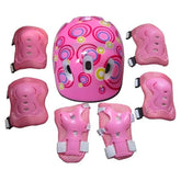 Set Protección Niños Casco Rodilla Codo Mano Rosado Circulo - LhuaStore