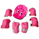 Set Protección Niños Casco Rodilla Codo Mano Rosado Corazón - LhuaStore