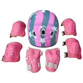 Set Protección Niños Casco Rodilla Codo Mano Rosado Estrella - LhuaStore