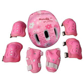 Set Protección Niños Casco Rodilla Codo Mano Rosado Flores - LhuaStore