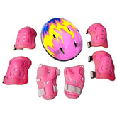 Set Protección Niños Casco Rodilla Codo Mano Rosado Fuego - LhuaStore