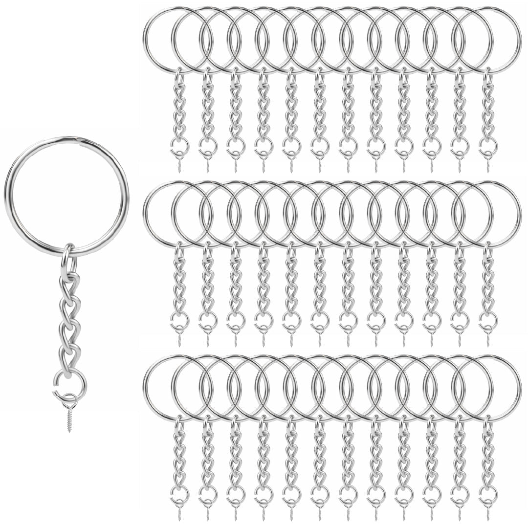 100 Argolla Llavero 24mm + Cadena + Unión + Cancamo Tornillo - Lhua Store