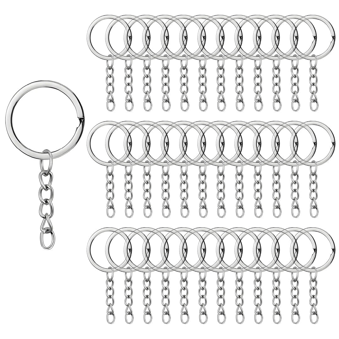 100 Argollas Para Llavero 24mm Con Cadena + Argolla Unión - Lhua Store