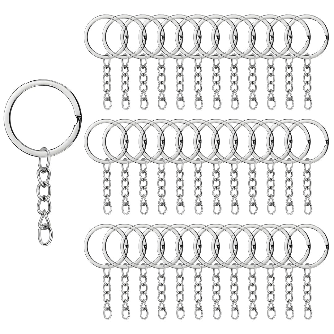 100 Argollas Para Llavero 30mm Con Cadena + Argolla Unión - Lhua Store