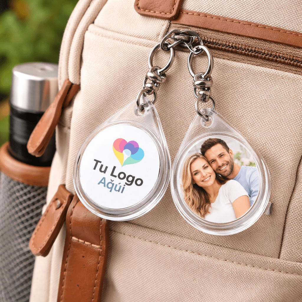 100 Llaveros Acrílico Gota Portafoto Publicitario - Lhua Store