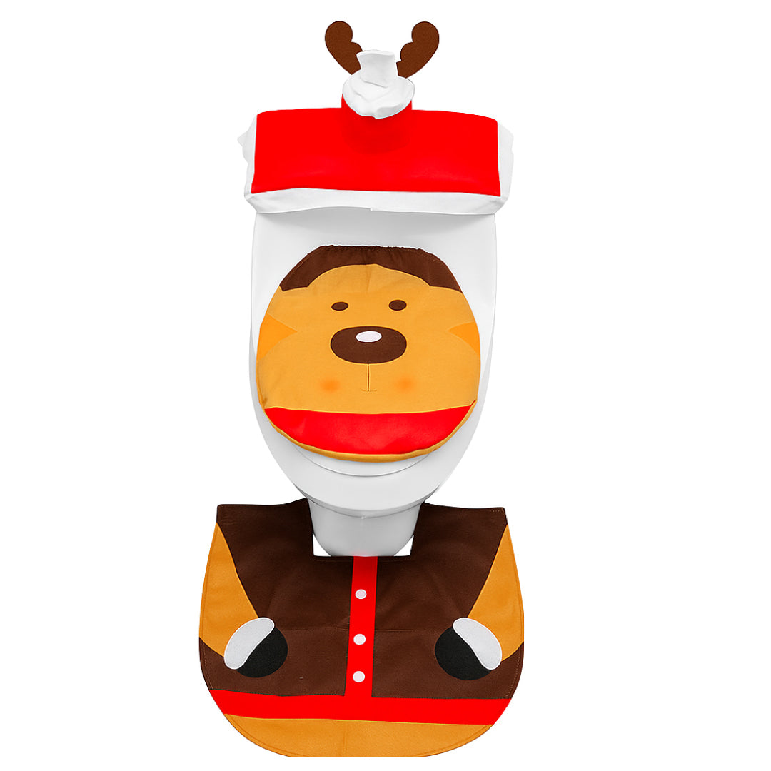 Set De Baño Reno 3 Piezas Adorno Navidad Decoración