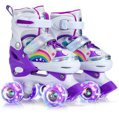 Patines 4 Ruedas Ajustable Arcoiris Para Niñas Morado
