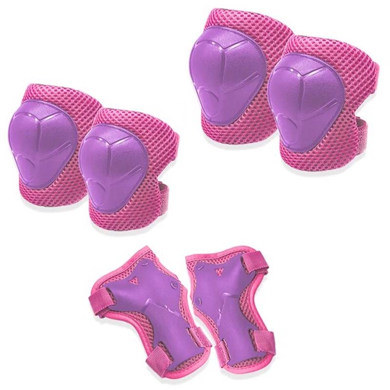 Set De Protección Niña Rosado Casco Rodillera Codera Muñequera