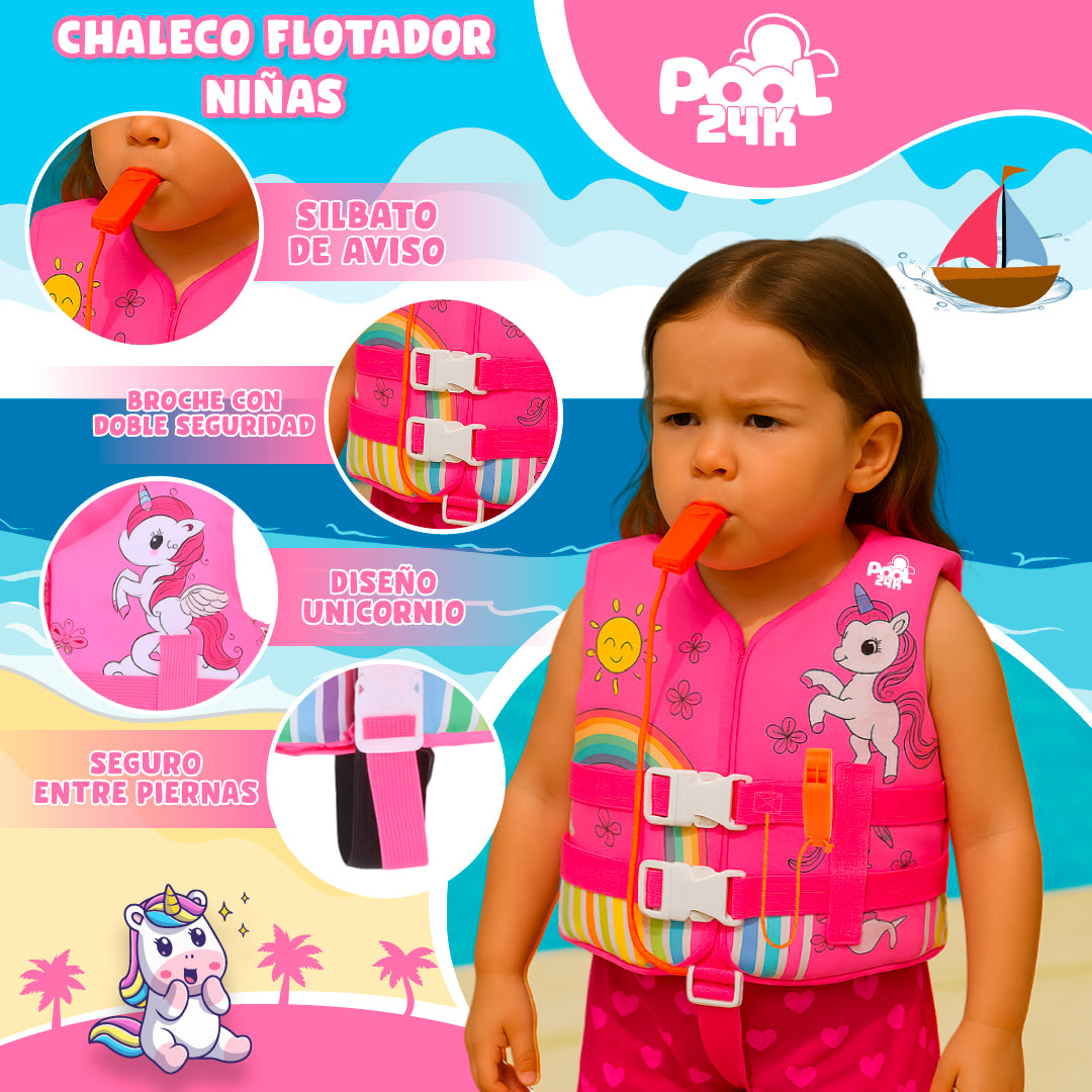 Chaleco Flotador Unicornio Niñas De 6 A 10 Años