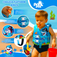 Chaleco Flotador Tiburon Pirata Niños De 6 A 10 Años