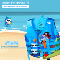 Chaleco Flotador Tiburon Pirata Niños De 6 A 10 Años
