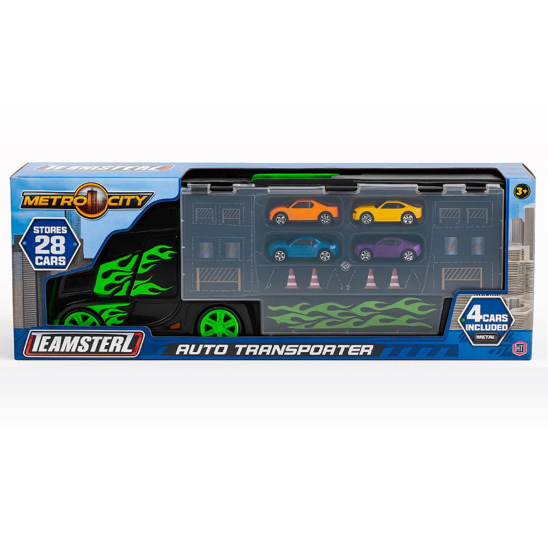 Camión Transportador Juguete 4 Autitos Metálicos Teamsterz
