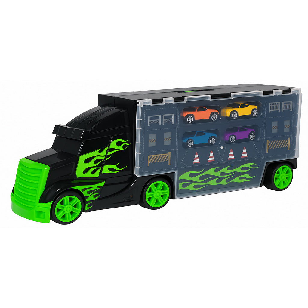 Camión Transportador Juguete 4 Autitos Metálicos Teamsterz