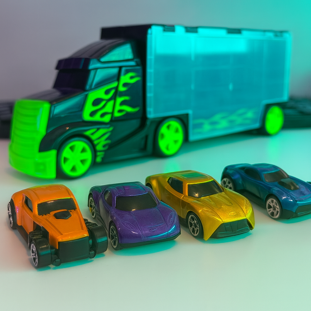 Camión Transportador Juguete 4 Autitos Metálicos Teamsterz