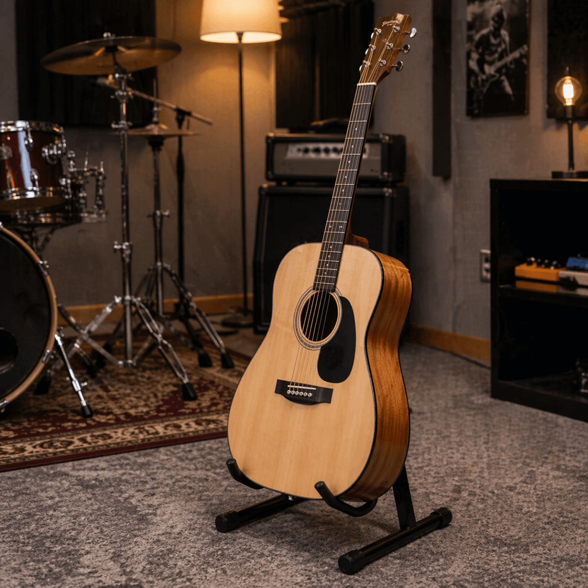 Atril De Piso Guitarra Bajo Ukelele Soporte De Pie Negro - Lhua Store