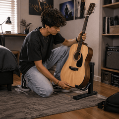 Atril De Piso Guitarra Bajo Ukelele Soporte De Pie Negro - Lhua Store