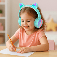 Audífonos Bluetooth Inalambrico Orejas Gato Pop It Niñas Turquesa - Lhua Store