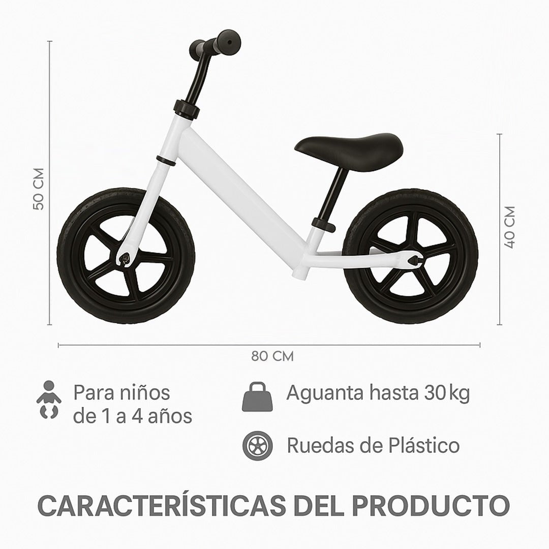 Bicicleta De Equilibrio Sin Pedales Niños Blanco - Lhua Store
