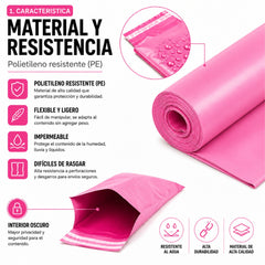 Bolsas Courier Autoadhesivo 17x30cm Pack 100 Rosa Plásticas - Lhua Store