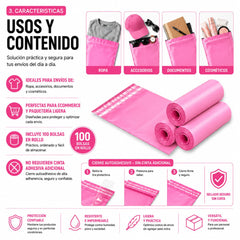 Bolsas Courier Autoadhesivo 20x35cm Pack 100 Rosa Plásticas - Lhua Store