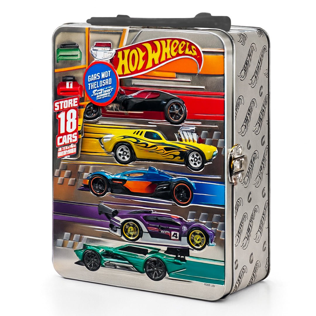 Caja Hot Wheels 18 Autos Estuche Metálico Guarda Juguete - Lhua Store