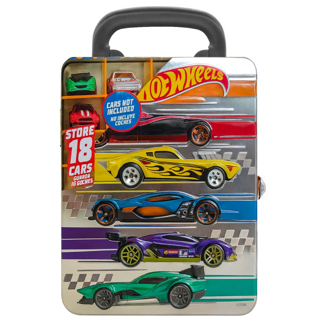 Caja Hot Wheels 18 Autos Estuche Metálico Guarda Juguete - Lhua Store