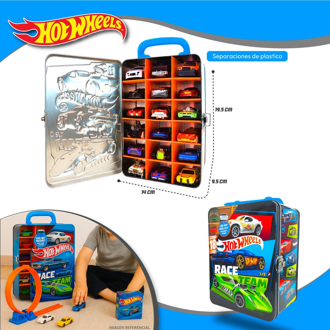 Caja Hot Wheels Guarda 18 Autos Estuche Metálico Juguete - Lhua Store