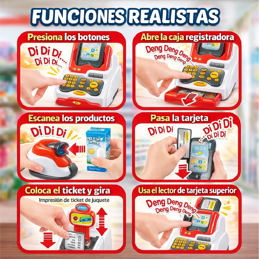 Caja Registradora Juguete Infantil Supermercado 33 Pcs Niños - Lhua Store