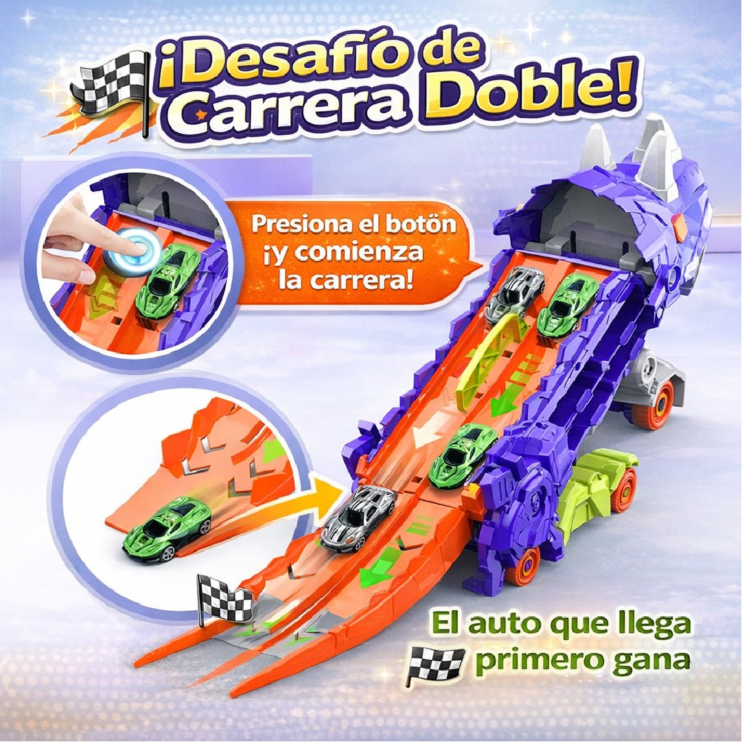 Camión Dinosaurio Transportador Lanzador Autos Juguete Niños Azul - Lhua Store