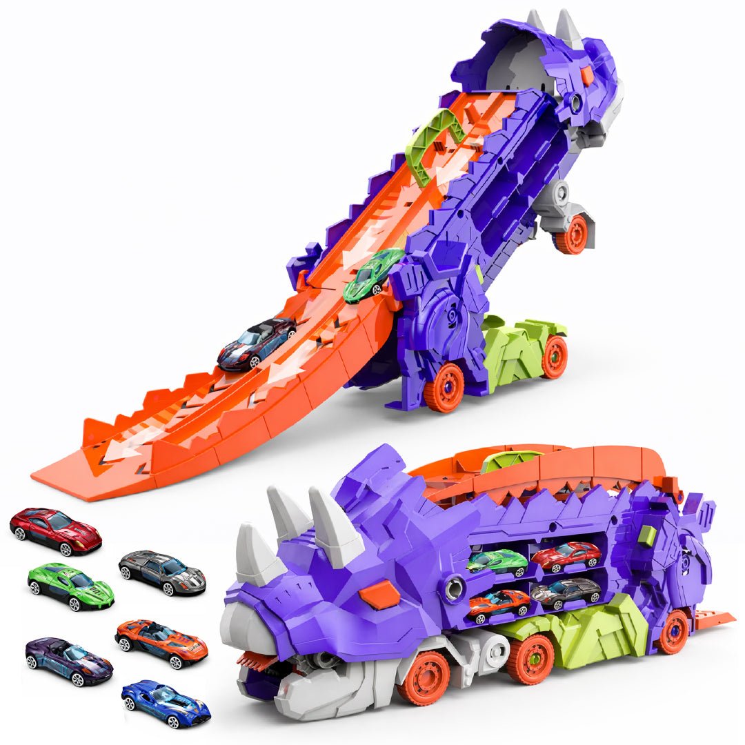Camión Dinosaurio Transportador Lanzador Autos Juguete Niños Azul - Lhua Store